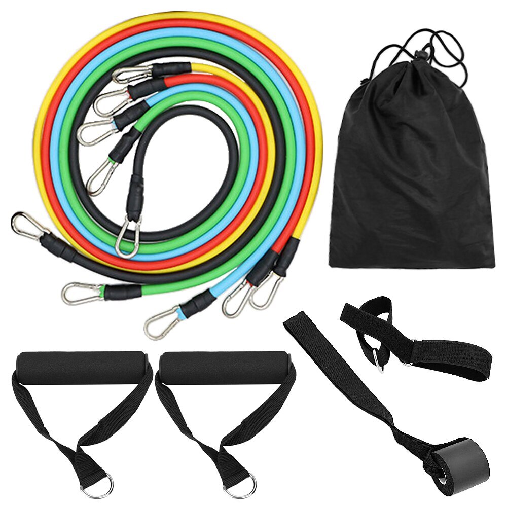 Tomshoo pull up assisterende bånd indstiller modstandssløjfebånd powerlifting træningsstrækbånd med døranker og håndtag: Sæt 3