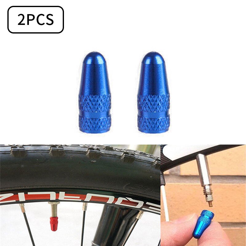 2PCS Tappo Della Valvola Della Bicicletta di Alluminio Della Bicicletta Presta Valvola Tappo di Alta Pressione Spikes Pneumatico Della Valvola Della Polvere Della Copertura MTB Della Bicicletta Della Bici accessori: Blue A