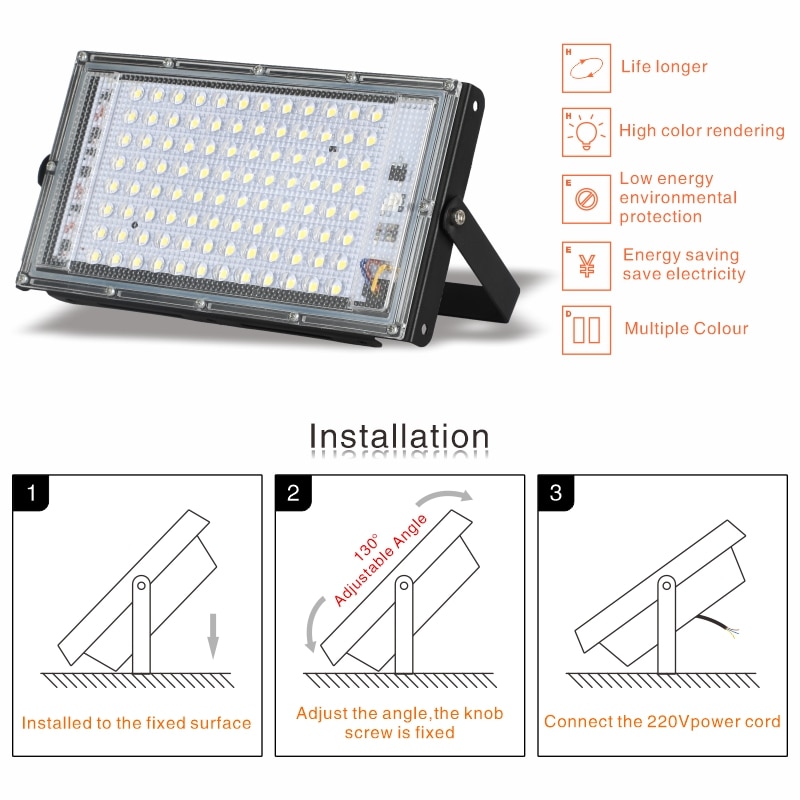 Led Spotlight AC220V Outdoor Floodlight Spotlight IP65 Waterproof 30W 50W 100W LED Street Lamp Landscape Light