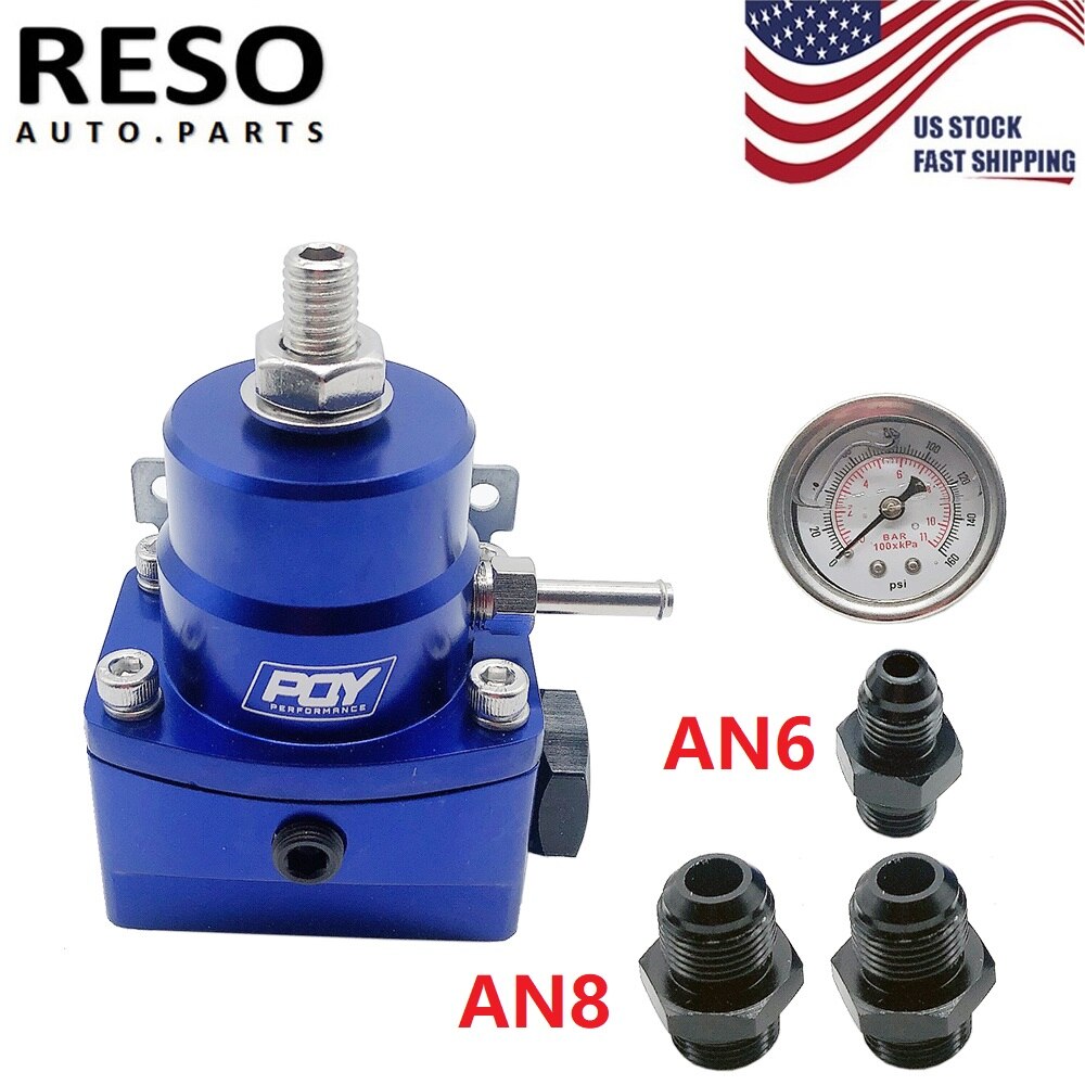 RESO--AN8 Fuel Regulator With boost -8AN 8/8/6 EFI Fuel Pressure Regulator With Gauge