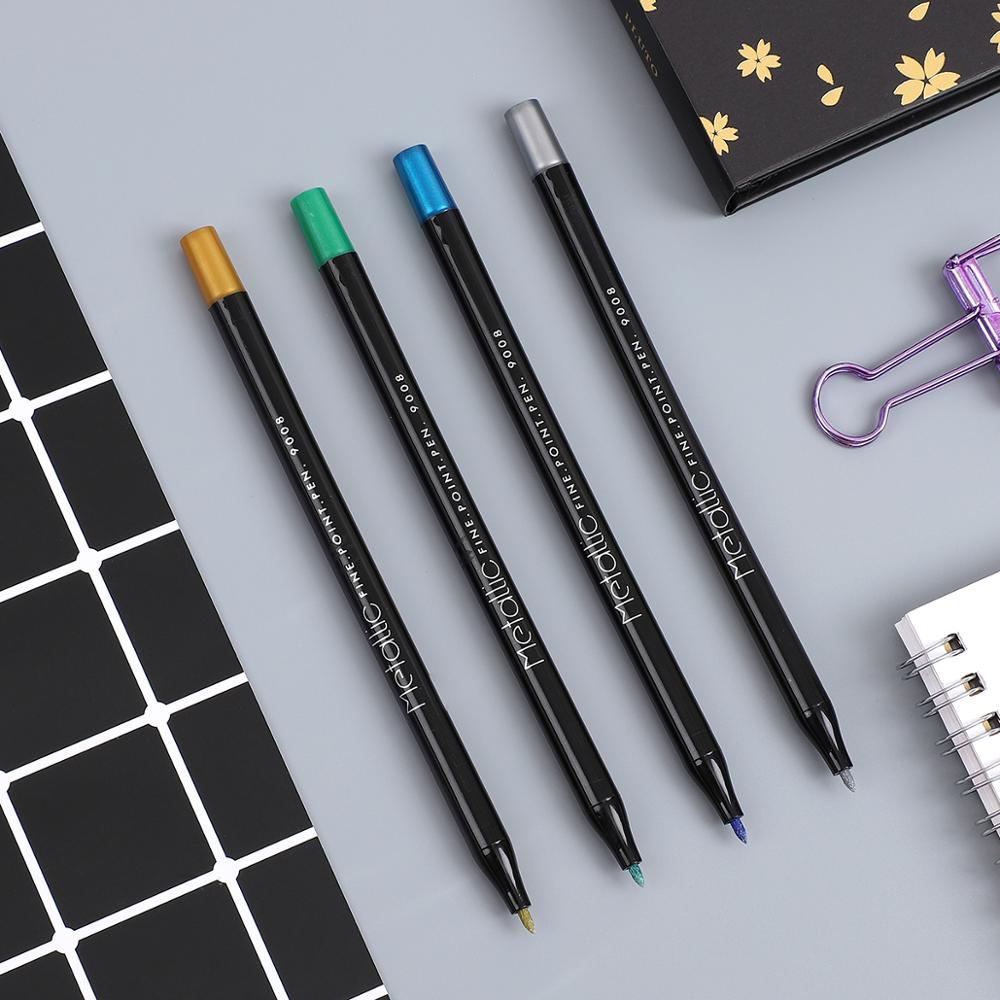 1pc 8 farger tegning maleri tusj penner metallisk farge penn for svart papir kunst rekvisita tusj skrivesaker materiale signatur penn