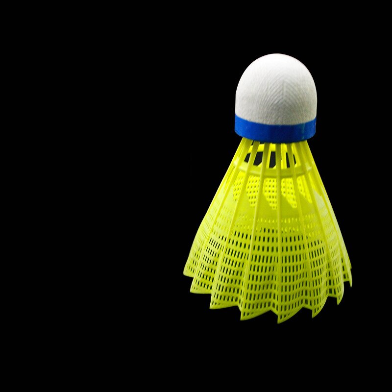 12 st/set gul nylon fjäderboll bord fiber bollhuvud fullt runt ull stil plast badminton utomhus träning starkt liv