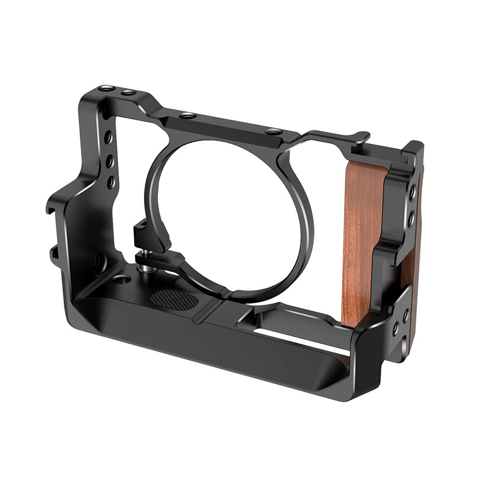Camera Vlog Cage for Sony RX100 VI / RX100 VII (for Sony M6 M7) Camera With Wood Handle Handgrip Dual Cold Shoe Mount