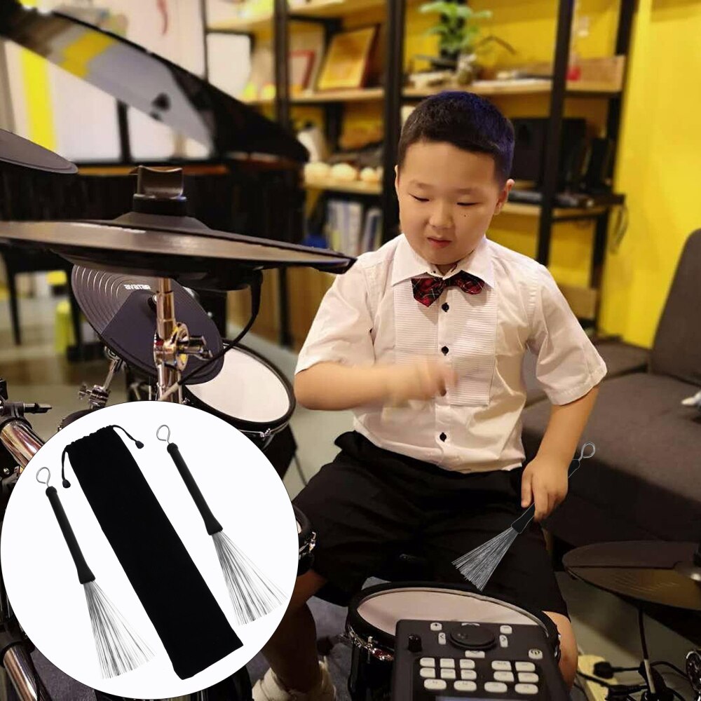 1 Pair Retractable Drum Brushes Drum Wire Brushes Drum Sticks Brush with Bag