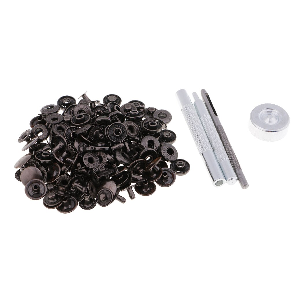 Heavy Duty Snap Fastener Press Stud Kit Buttons with Leather Hole Punch Tool
