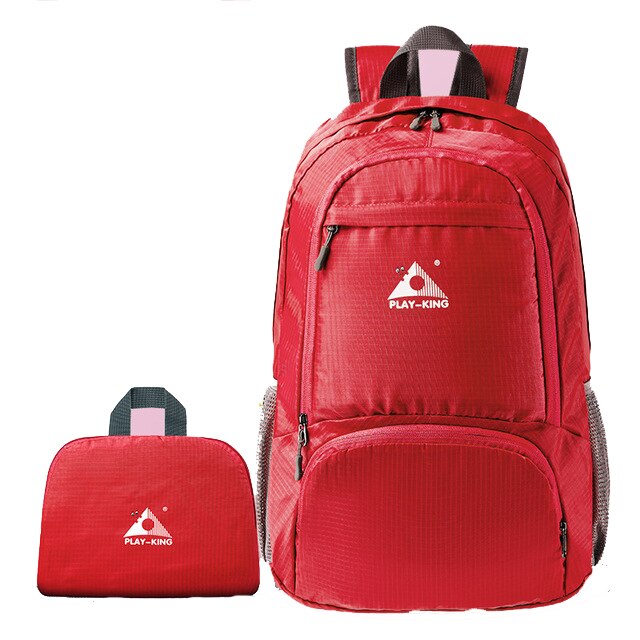 PLAYKING Lightweight Nylon Foldable Backpack Multicolor Waterproof Outdoor Sport Camping Hiking Travel Folding Bags: Red