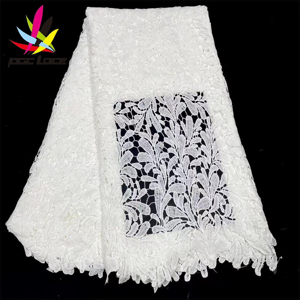 Pgc Wit Afrikaanse Melk Zijde Koord Kant Stof 2022 Kant Nigeriaanse Franse Kant Stof Voor Trouwjurk Naaien LY517-6: 5african lace fabric