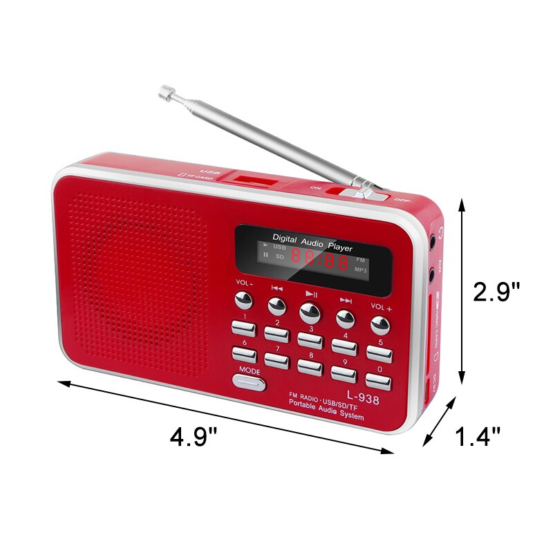 Mini Draagbare Fm Radio Tf Fm MP3 Usb Oplaadbare Batterij Handheld Muziek Speaker Digitale Radio Handsfree Zakken Ontvanger