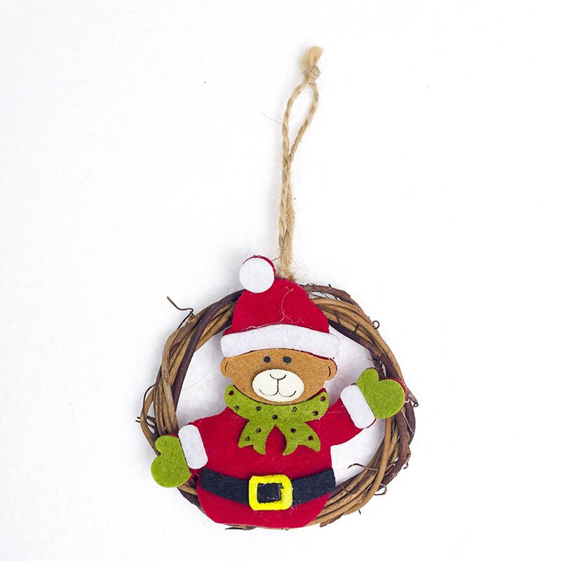 1 stk 8*8cm julemandshjort filt rattan cirkel juletræ vedhæng hængende ornament år julefest dekoration forsyninger 62866