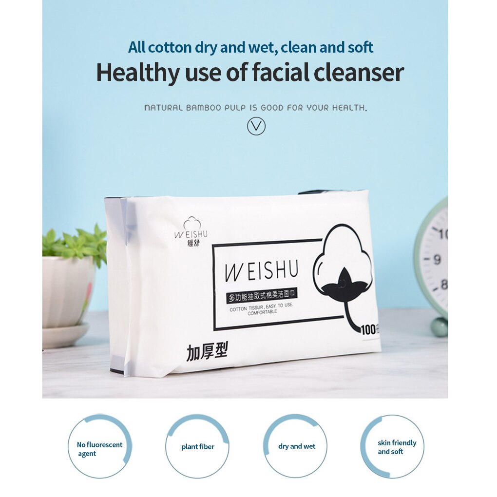Serviette nettoyante pour le visage jetable serviette en papier multi-plis tissu de lavage pour soins du visage Non tissé 50/100 feuilles
