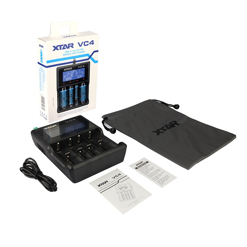 XTAR VC4 Battery Charging Universal LCD Screen Display USB Ni-MH/Ni-CD Li-ion Battery Charger 18650 22650 18500