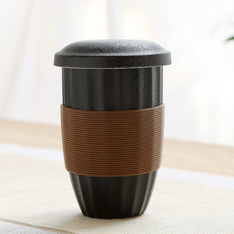 Ceramic Mug Porcelain Tea Cup Tea Infuser Home Office Teacup: black