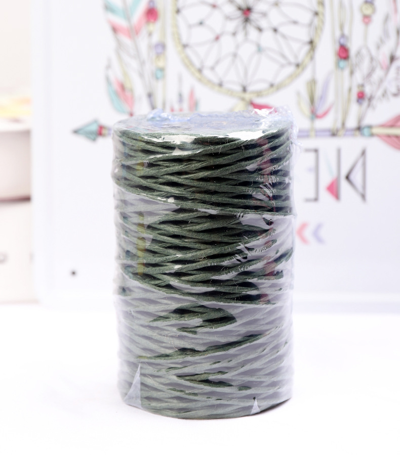 2mm 55 yards With Wire Paper Rope Kindergarten Children Weaving Paper Rattan Handmade DIY Materials To Make Flower Basket Vase: dark green