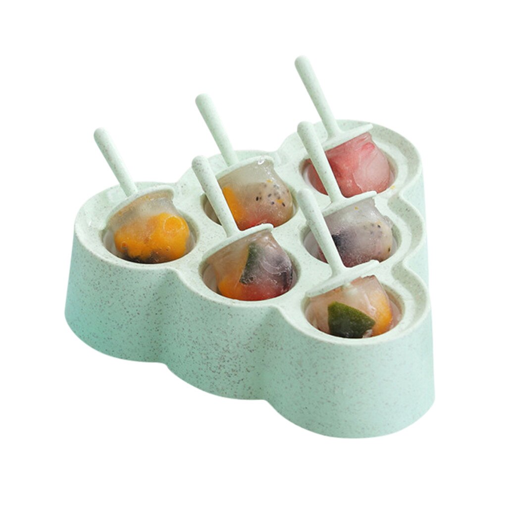 Ice Cream Mold Silicon For Kids Reusable Ice Cubes With Cover Tray Freeze Popsicle Mold Christmas Decor Diy Ice Cream Maker Tool: Green