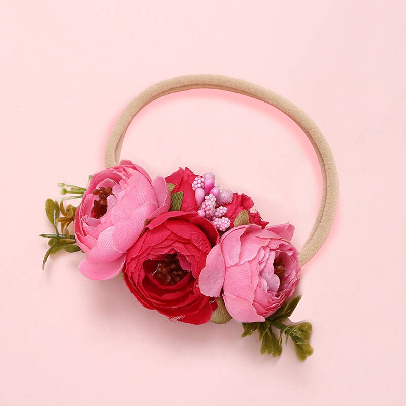 Balleenshiny Bloem Baby Hoofdbanden Super Zachte Nylon Baby Baby Haarband Baby Meisje Haar Accessoires Fotografie Props: 32