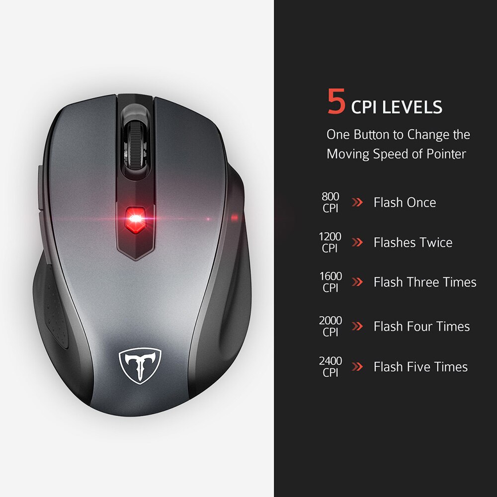 VicTsing — Souris ss fil 2,4 GHz, 2400 DPI, économie d&#39;énergie, PC, Laptop, périphérique non filaire, 6 boutons, ergonomique, basse consommation, MM057 pour ordinateur fixe et portable