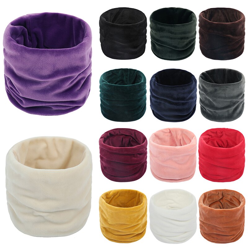 Winter Goud Fluwelen Ring Sjaal Voor Vrouwen Effen Kleur Zachte Halswarmer Vintage Vrouwen Mannen Cirkel Snood Sjaals Paar Unisex