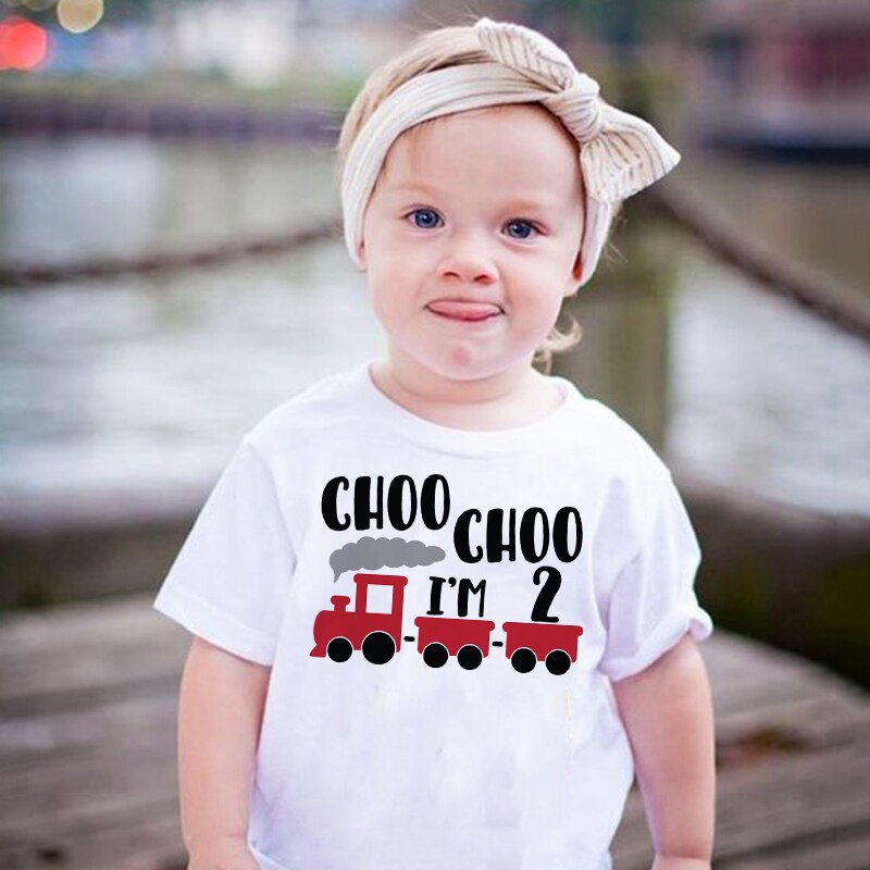 Choo choo eu sou primeiro 2rd aniversário camisa trem aniversário 1nd 3nd t crianças trem camiseta presente de aniversário para crianças: HE71-KSTWH / 24 m