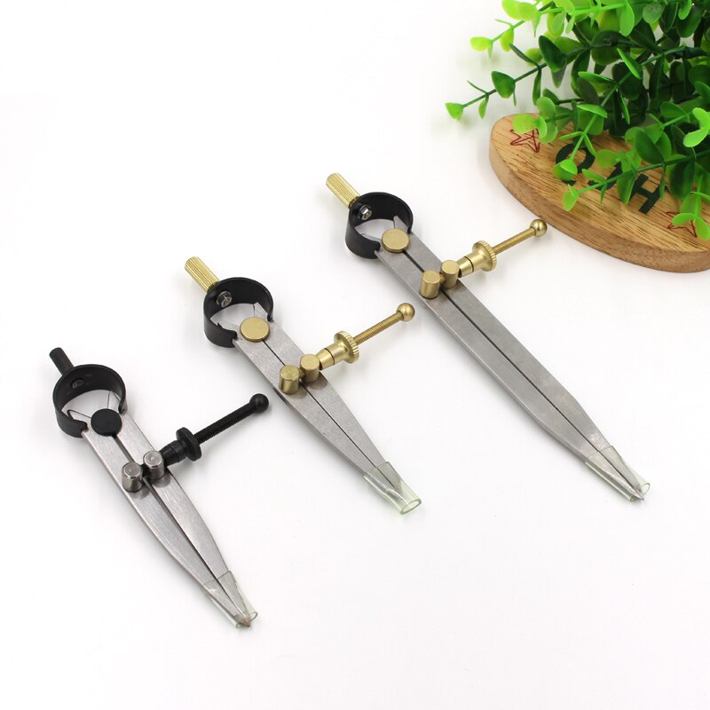 1pcs Adjustable Pitch Gauge Leather Spacing Compass Tools Painting Divider Leather Marking Scriber Compass DIY Leathercraft Tool