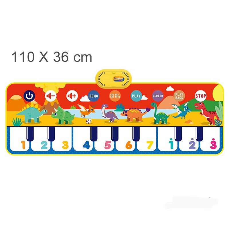 7 stili tappetino musicale per bambini di grandi dimensioni giocattoli per pianoforte giocattolo per bambini musica da gioco tappetino per bambini educazione precoce apprendimento regali per bambini: K 110x36cm