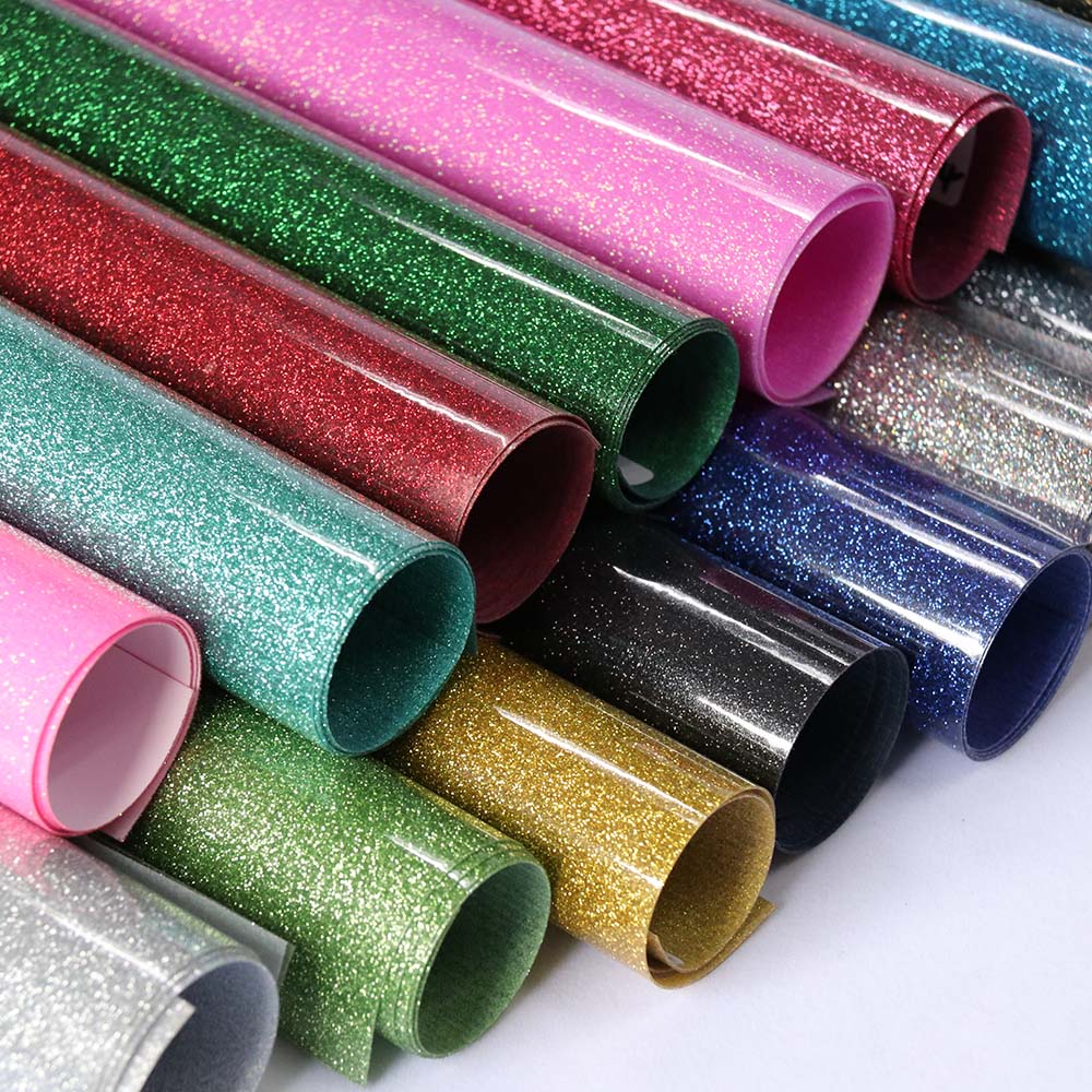 50cmx30cm Glitter Heat transfer vinyl for T-shirts Cutter Plotter sticky iron on Heat press film iron on