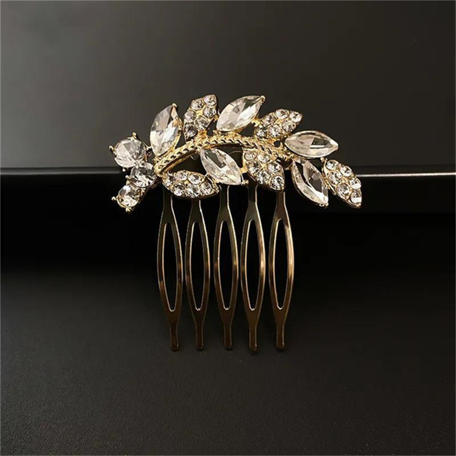 Korean Hair Side Combs French Hair Comb Straight Teeth Hair Clip Comb Twist Hair Comb Bridal Wedding Veil Comb Hair Accessories: black