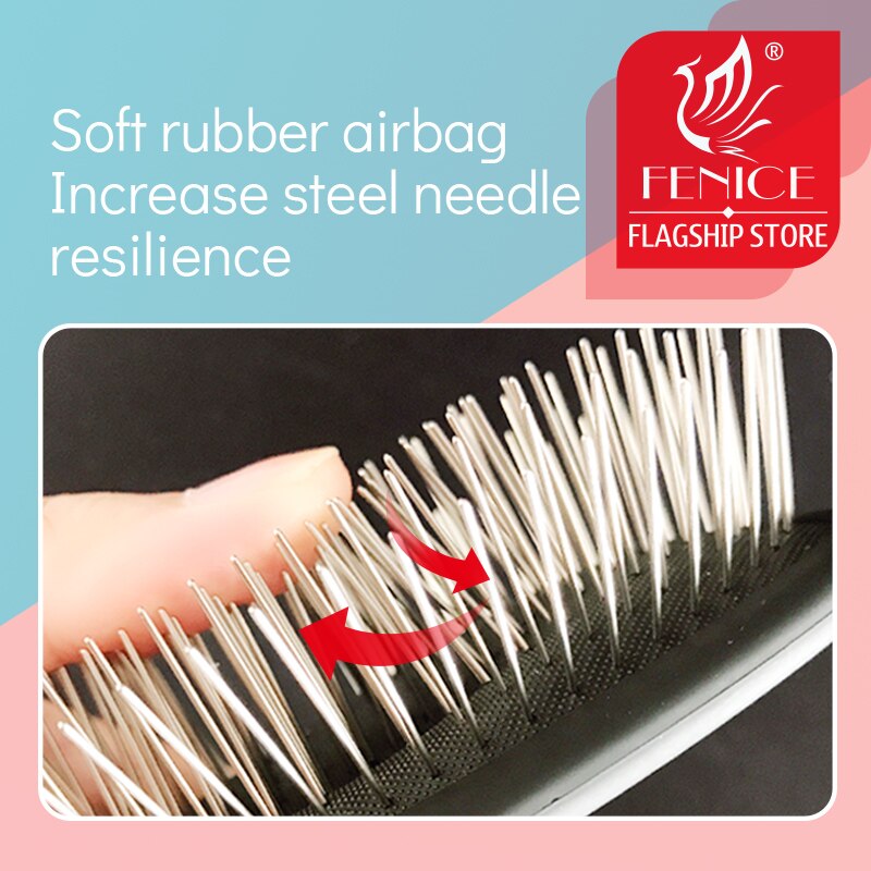 Fenice-peine cortador de pelo para mascotas, herramienta de corte con nudo abierto, aguja de acero, cepillo de pelo largo, suministro de aseo para perros y gatos