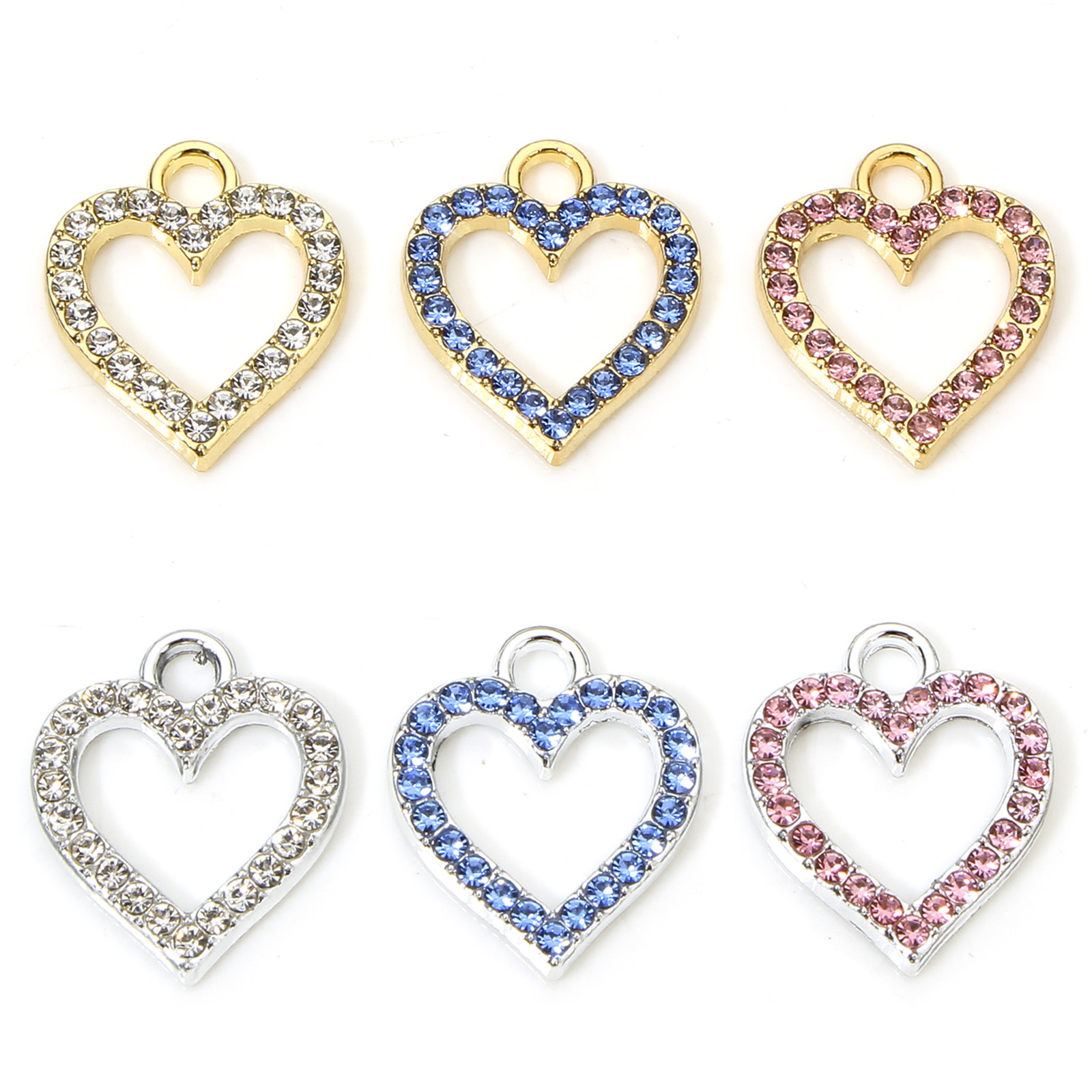 10 Uds. De dijes de corazón Micro pavé, aleación a base de Zinc, dijes para el Día de San Valentín, colgantes pequeños multicolores para joyería DIY 17,5mm x 15mm