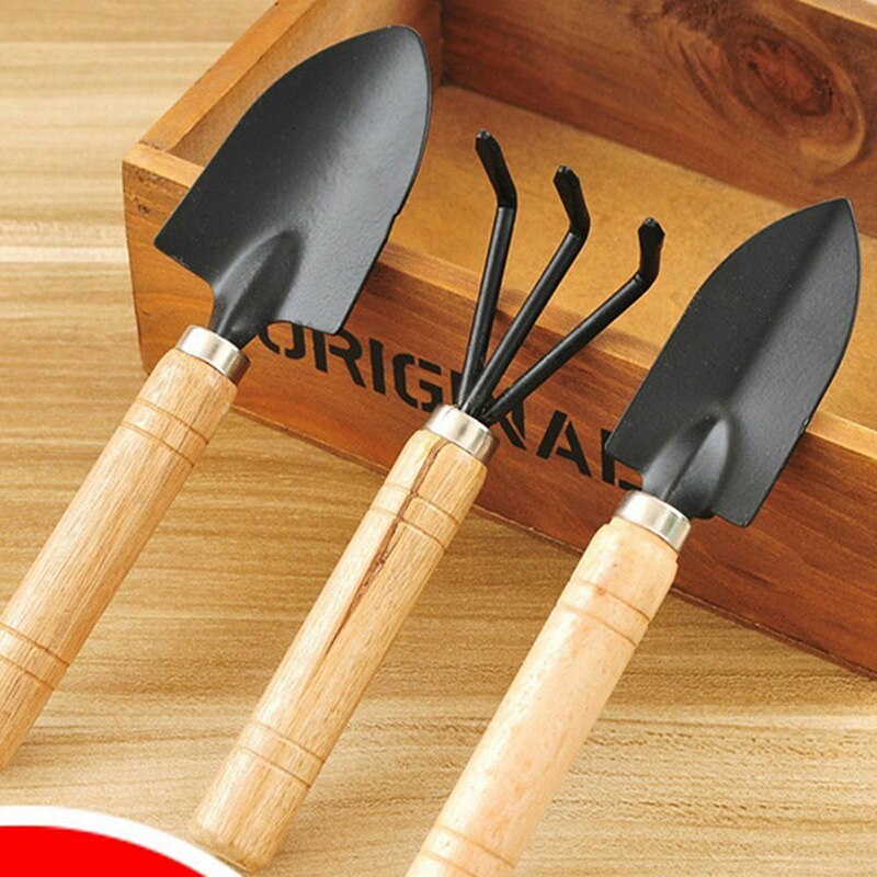 3PCS Garden Tools Set Hand Spade Shovels Rake Transplanting Tools with Non-Slip Handles for Indoor Outdoor Garden Supplies Use