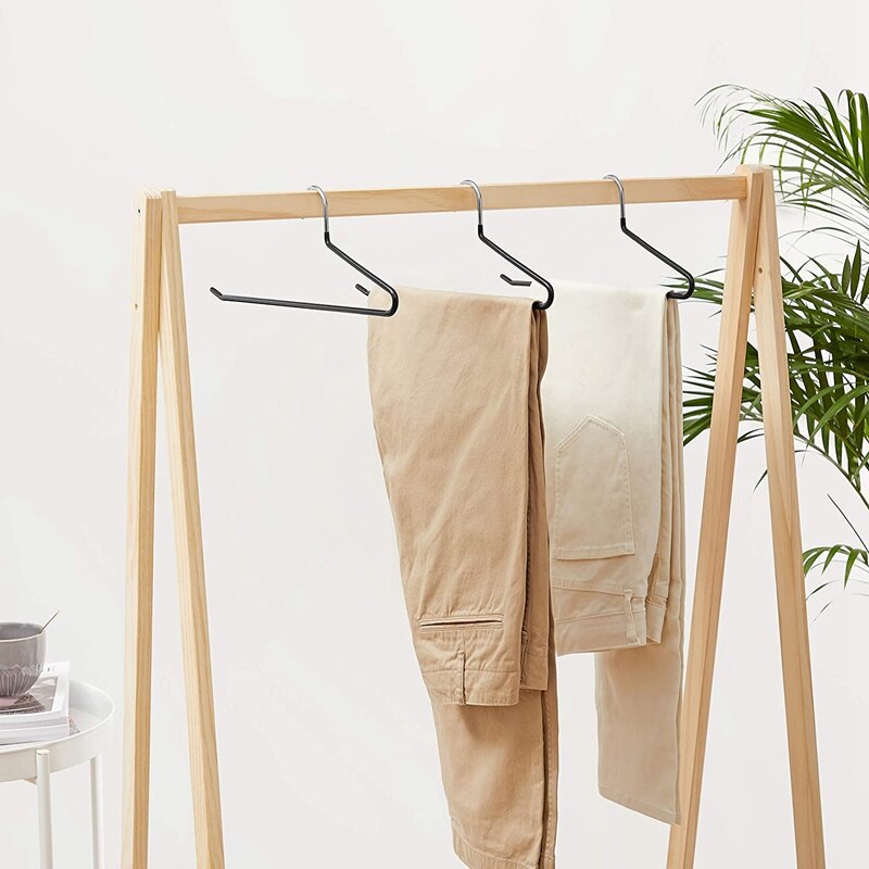 Metal Coat Hangers, 20 Pieces, Trouser Hangers, Made of ø 5 mm Wire, Coated with Pvc Plastic, Non-Slip, 35cm, Black