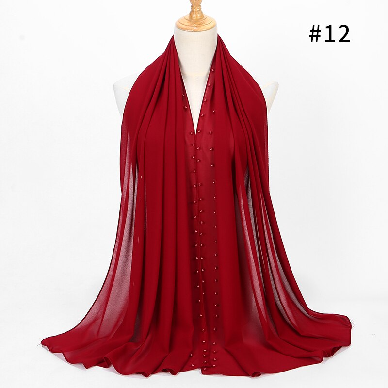 Parel Sjaal Big Size Solider Kleur Bubble Chiffon Sjaal Effen Sjaals Hijab Moslim Sjaal: 12