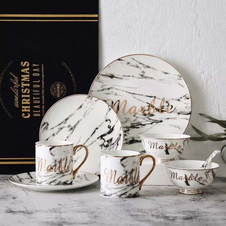 Ceramiczne złote wkładki talerze stek jedzenie danie nordycki styl retro zastawa stołowa talerze obiadowe ins wysokiej klasy zestaw obiadowy