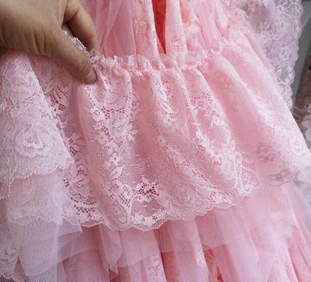 21Cm Breed Dubbele Laag Borduren Roze Bloem Kant Stof Trim Lint Diy Naaien Mesh Applique Kraag Dubai Bruiloft decor