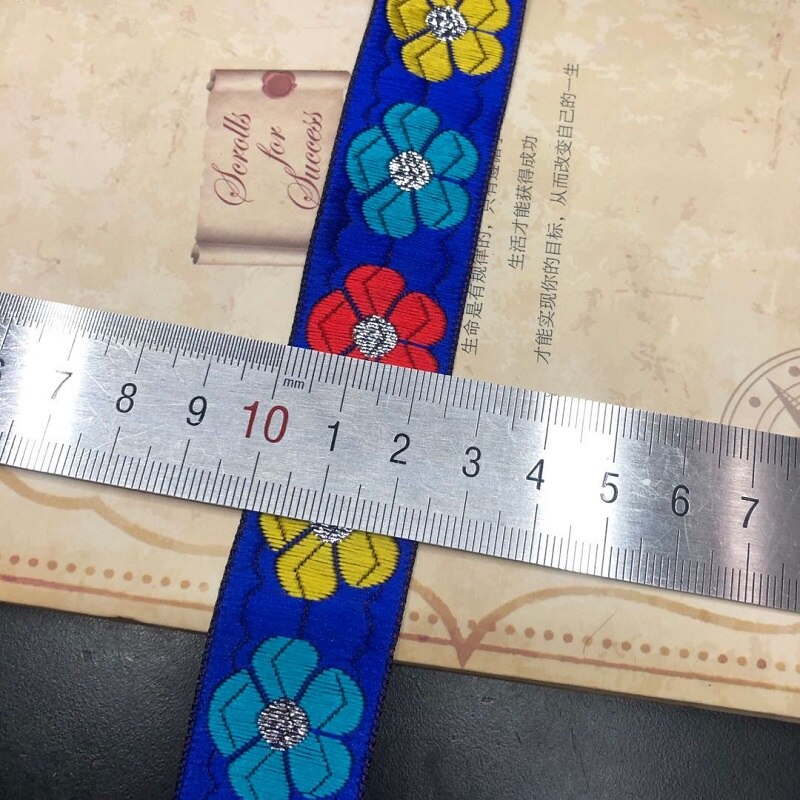 9 yardas/lote de ancho aprox. 2,5 cm tejido Jacquard cintas para tapicería patrón de flores para cortina y accesorios de ropa LS-236