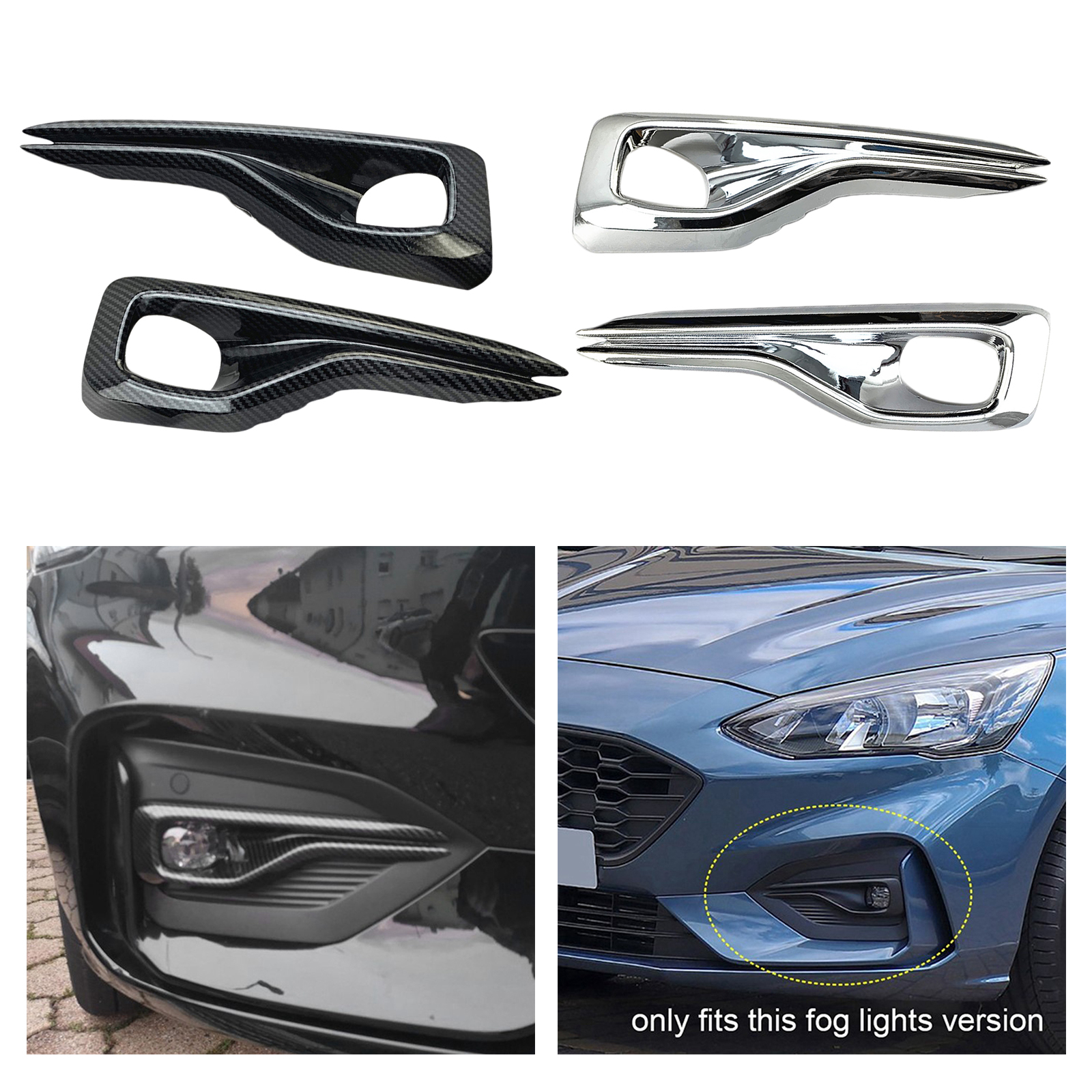 2Pcs Voorkant Foglight Fog Light Lamp Cover Trim Accessoires Voor Ford Focus St-Lijn