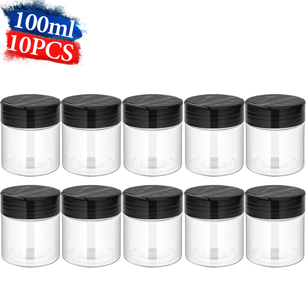 1–10 x durchsichtige Gewürzglas aus Kunststoff mit Streudeckel, Gewürzbehälter für sterben Küche, zur Aufbewahrung von Gewürzsalzpulverflaschen