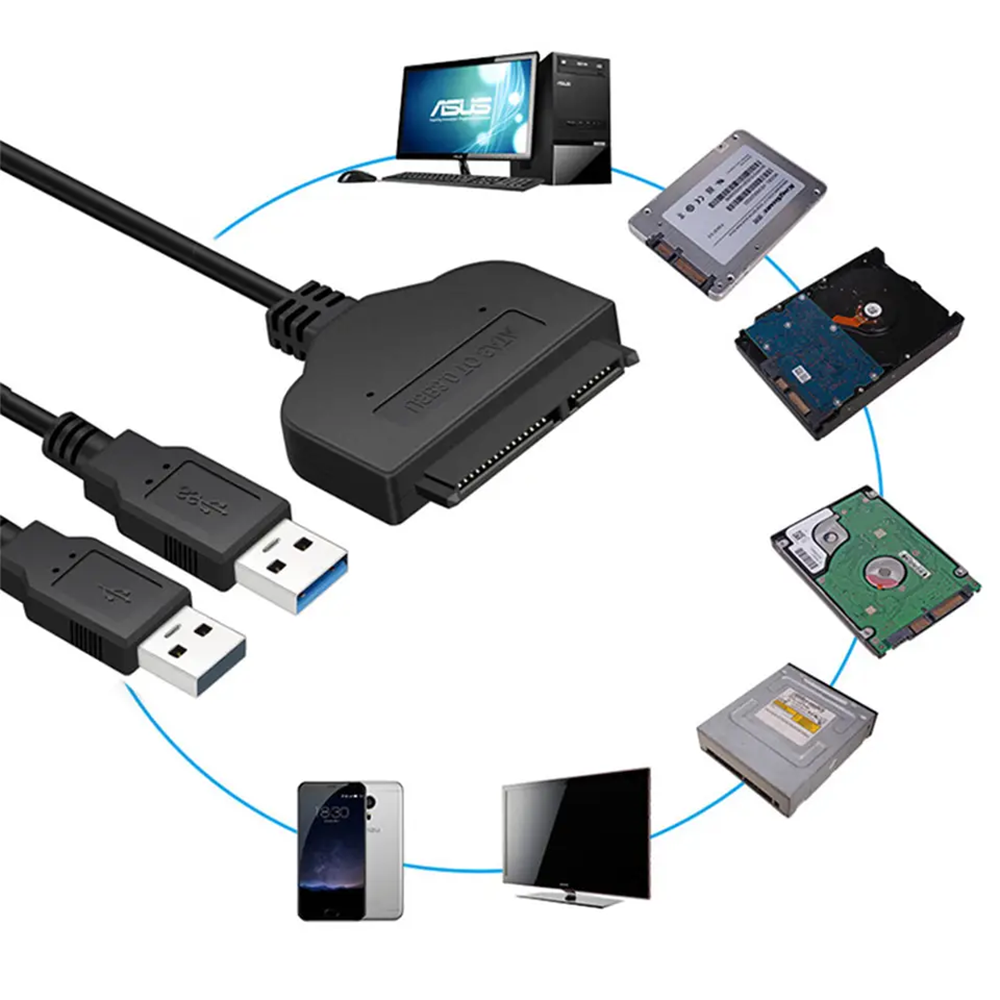 SATA to USB 3.0/2.0 Adapter Cable - 22 Pin 2.5 Inch External HDD SSD Converter