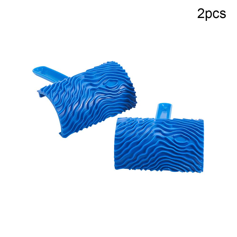 Blue Wood Grain Tool Wood/Plastic Handle Rubber Wood Grain Paint Roller DIY Pattern Stamp For Wall Painting Decoration 1pcs/2pcs: MS17-4 x2pcs