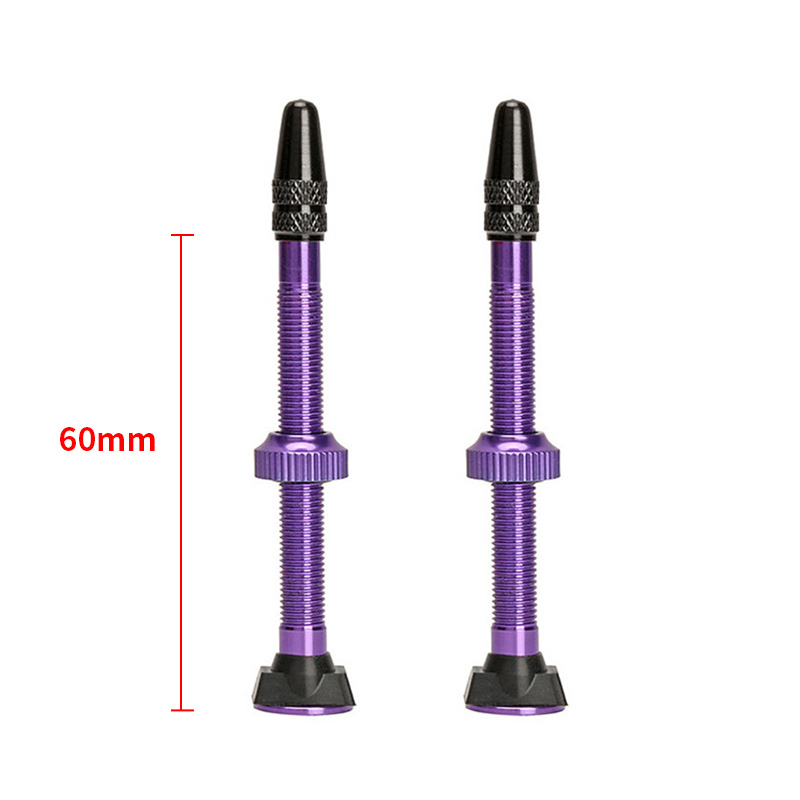 KR Bicycle Valve 1PCS Mountain Bike Accessories Vacuum Valve 40mm 60mm Aluminum Alloy French Extend Multicolor Tightness Valve: Purple 60mm