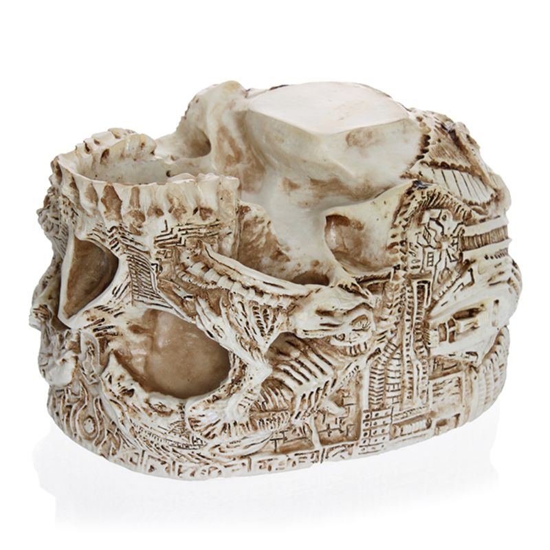 3 Styles Hand Carved Human Skull Flower Pot Vase Bowl Succulent Plant Planter Container Garden Home Halloween Decor