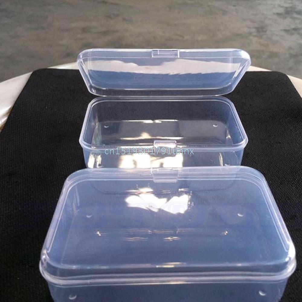 2Pc Clear Plastic Transparent Lid Storage Box Jewelry Collection Container Case
