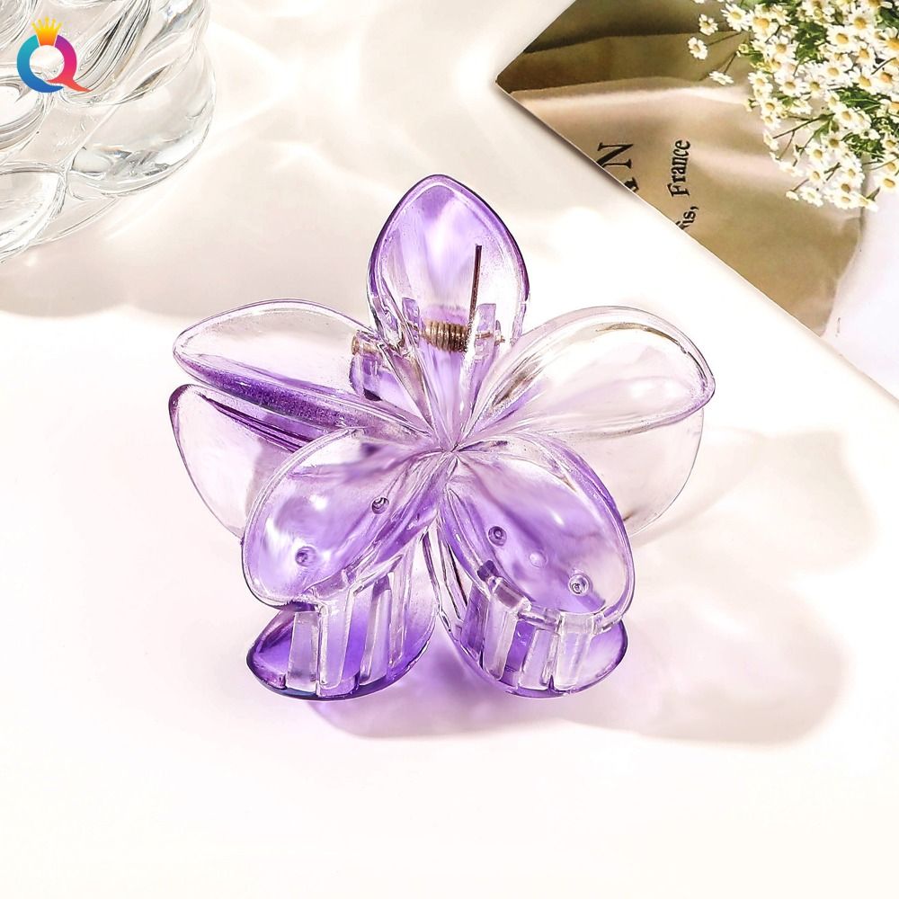 Pinza para el pelo de flor grande transparente, Color degradado, pinzas en forma de flor Simple, accesorios para el cabello, horquilla para cola de caballo: Lavanda