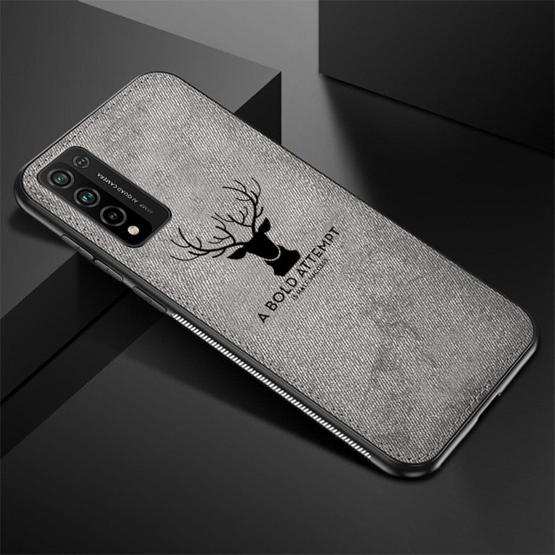 Auroras For HONOR 10X Lite Case Luxuy Brand Cloth Texture Elk Back Deer Cloth Soft Cases For Honor 10X Lite Cover: Gray