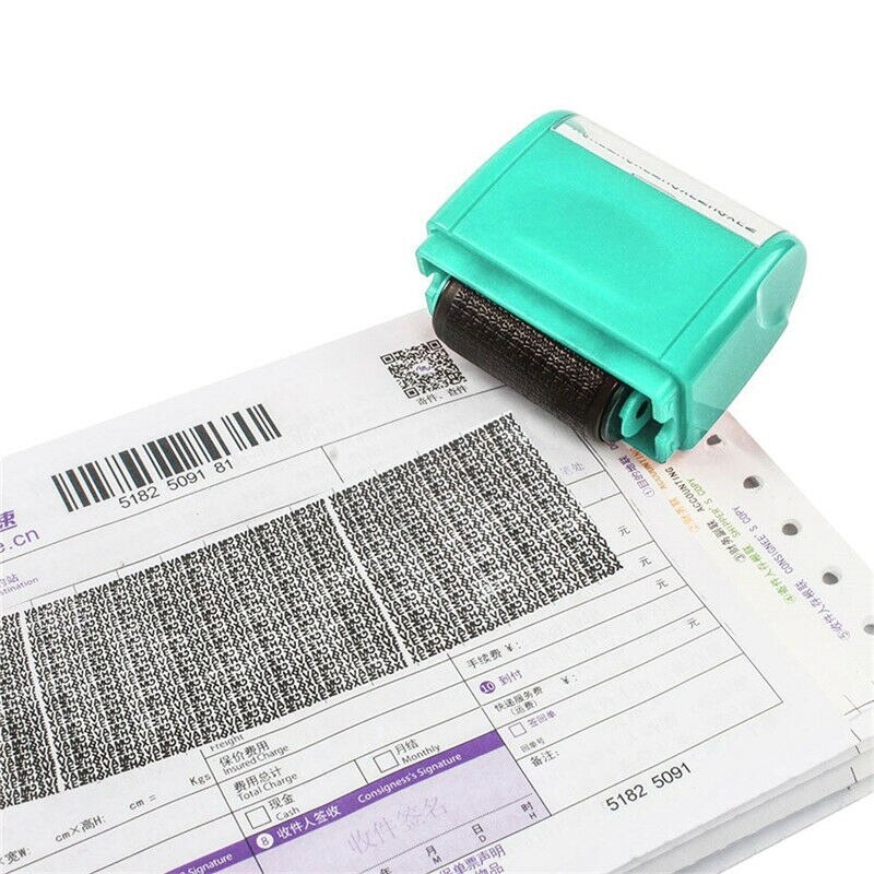 Identity Theft Prevention Stamp Identity Guard Roller Stamp Wide Rolling Security Stamp 6X6X3cm