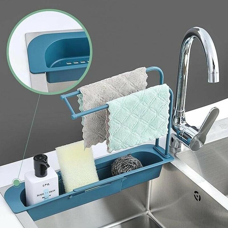 Telescopische gootsteenrek zeep spons afvoer plank opbergmand tas kraanhouder badkamerhouder gootsteen keuken accessoire
