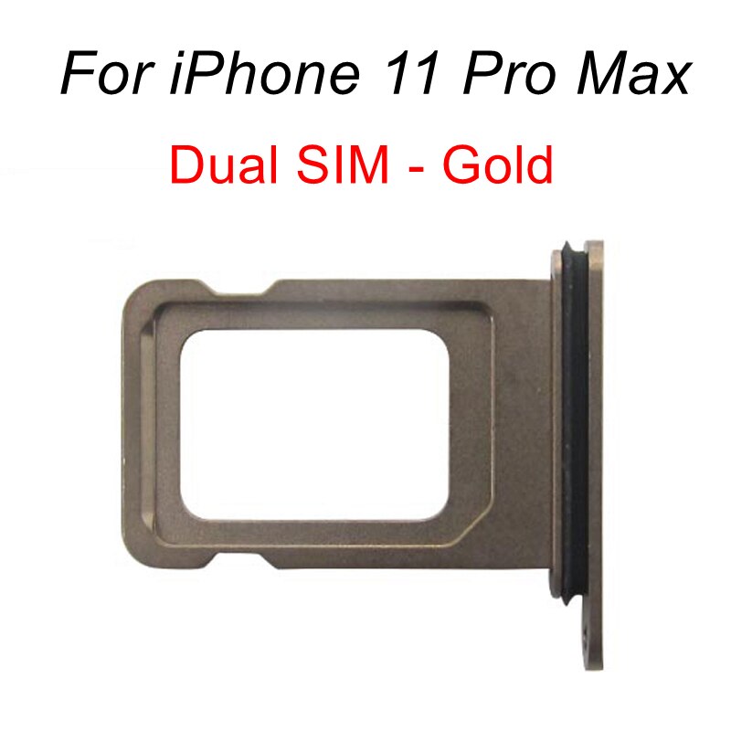 Single Dual SIM Card Tray Slot For iPhone 11 Pro Max Sim Tray Holder Slot Socket Adapter For iPhone 11Pro Max Replacement Parts: Dual SIM-Gold