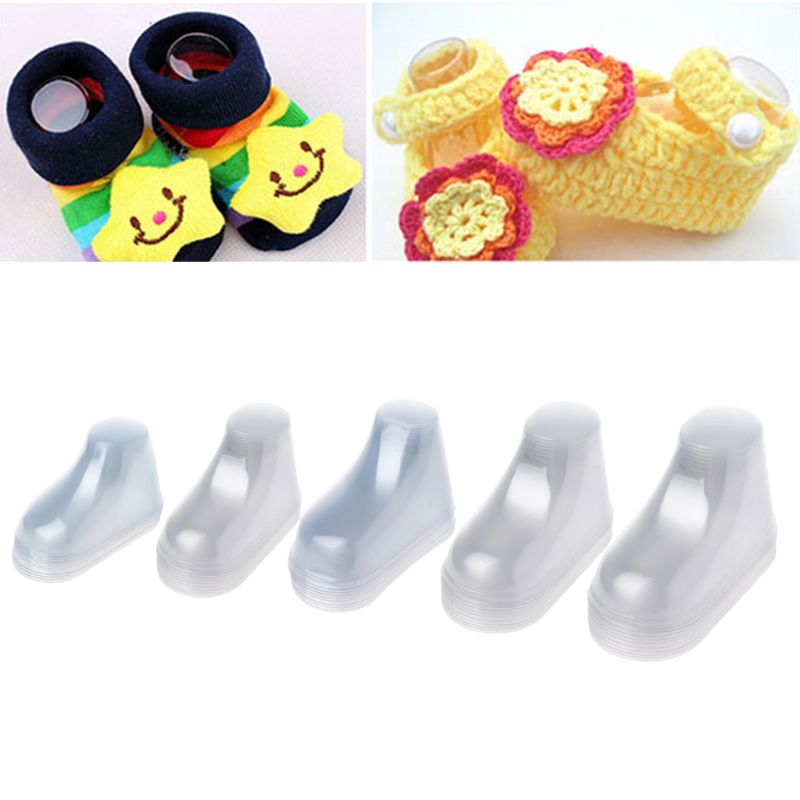 10Pcs Clear Plastic Baby Feet Display Baby Booties Shoes Socks Showcase Feet Display Half Boots Shoes Transparent PVC