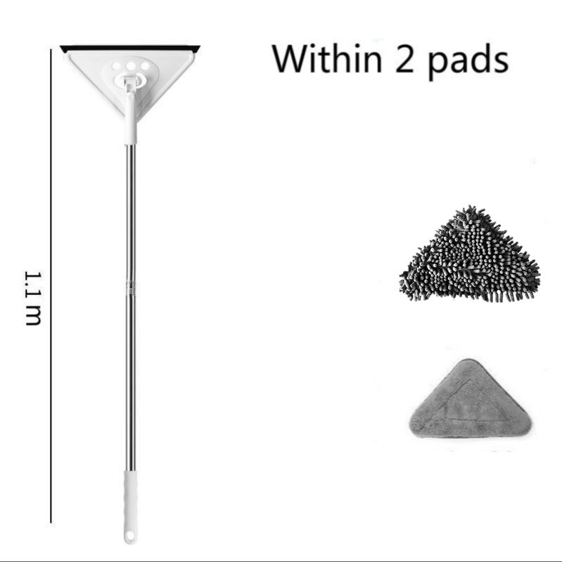 Vip Dropshipping prodotti per la pulizia della casa triangolo Mocio per lavare vetro facile soffitto polvere parete pavimento pianoforte finestre telescopiche: 1.1M within 2 pads