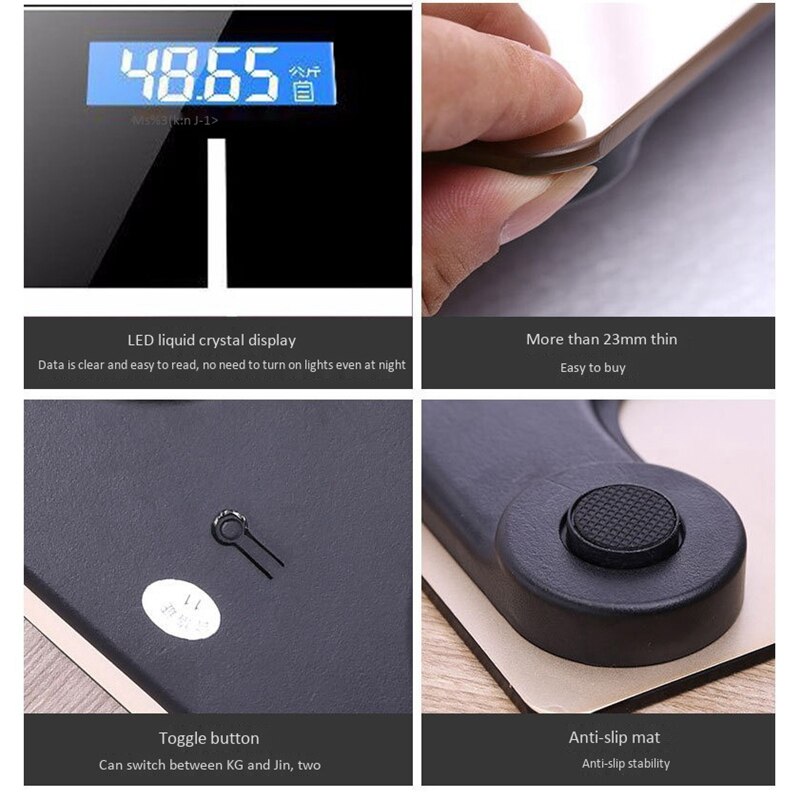 Electronic LCD Digital Bathroom Body Weight Scale USB Charging Body Fat Scale Smart Wireless Weight Monitor