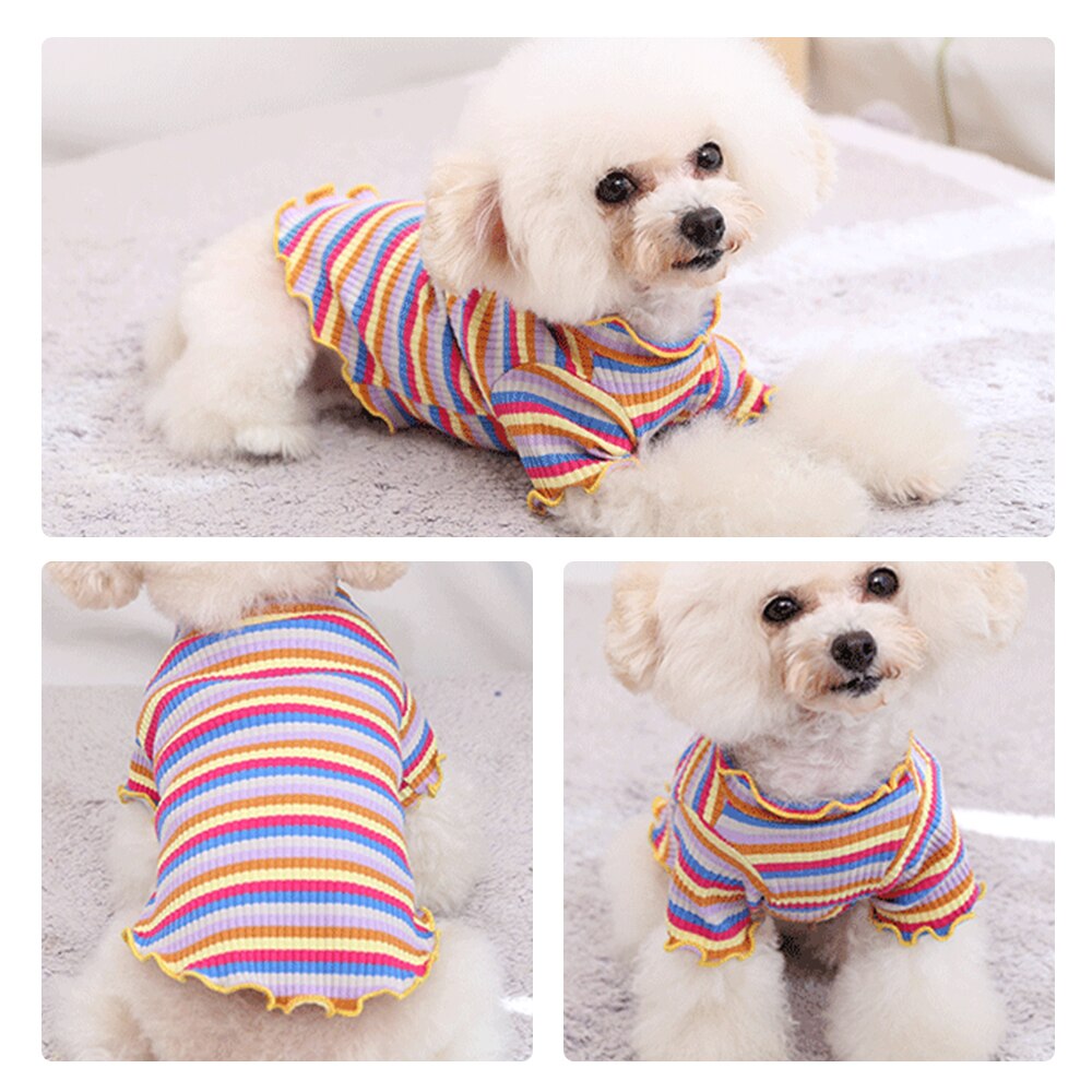 XS-XXL Katoen Huisdieren Kleding Shirt Puppy Strip Vest T-shirt Leuke Kleine Puppy Kleding